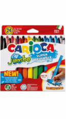 24 db Carioca Jumbo filctoll készlet gyerekjátékhoz - élénk színek, kreatív játékhoz és finommotorika fejlesztéséhez.
